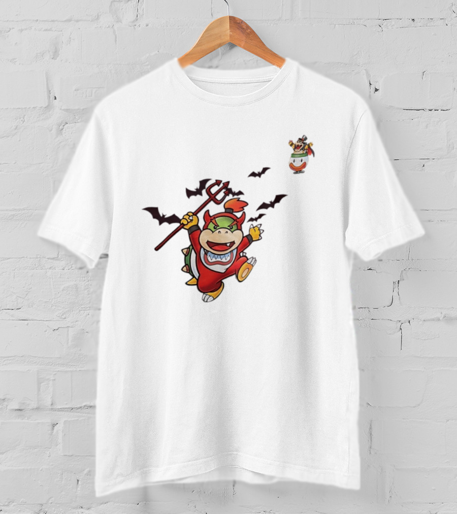Bowser Jr Halloween Devil Costume Bats Bowser Clown Car T-Shirt