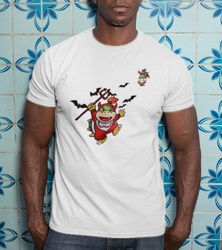 Bowser Jr Halloween Devil Costume Bats Bowser Clown Car T-Shirt