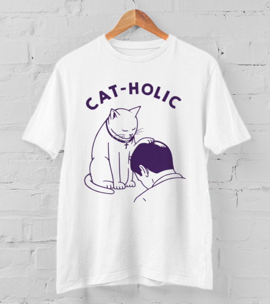 Cat Holic Cat Lover Bowing To Cat T-Shirt