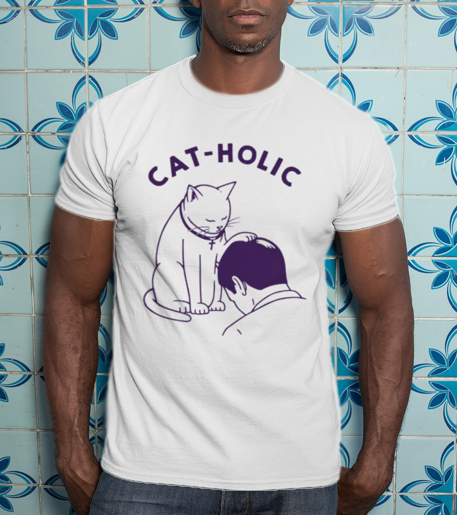 Cat Holic Cat Lover Bowing To Cat T-Shirt