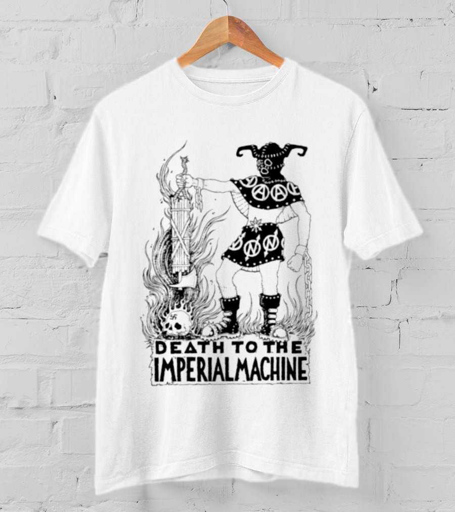 Death To The Imperial Machine Anarchist Skeleton And Flames T-Shirt