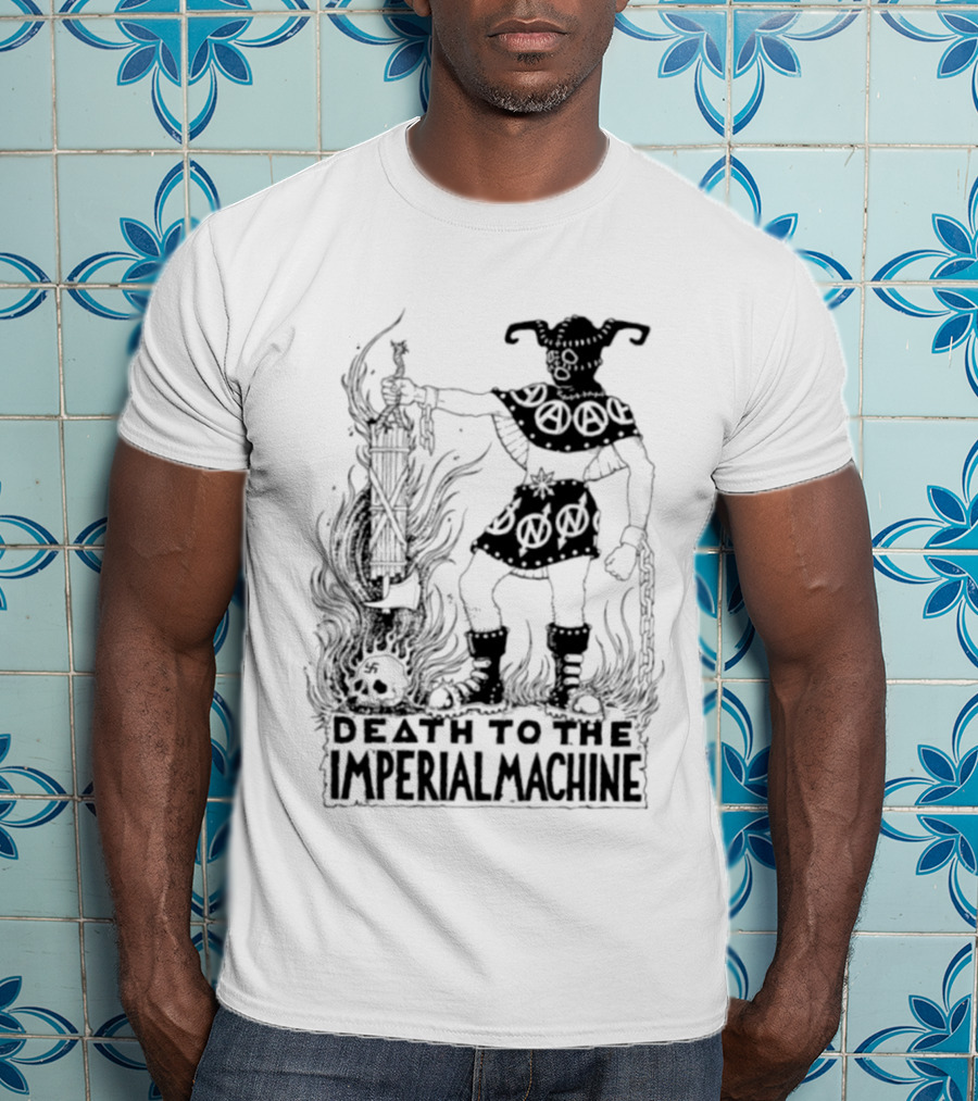Death To The Imperial Machine Anarchist Skeleton And Flames T-Shirt