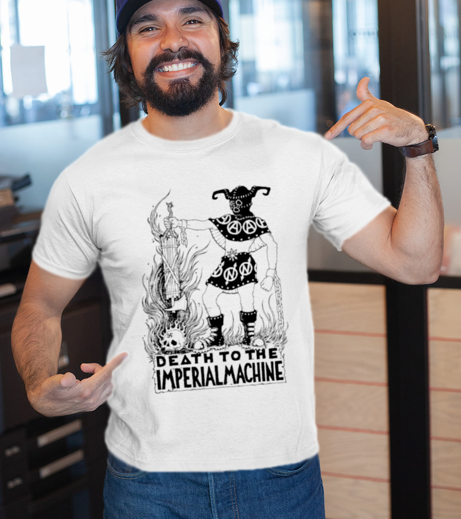 Death To The Imperial Machine Anarchist Skeleton And Flames T-Shirt