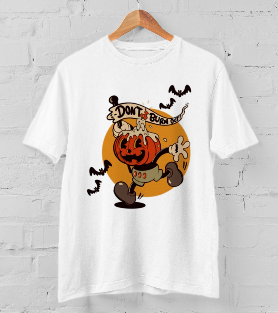 Don't Burn Out Pumpkin Candle Cartoon Halloween 2026 T-Shirt