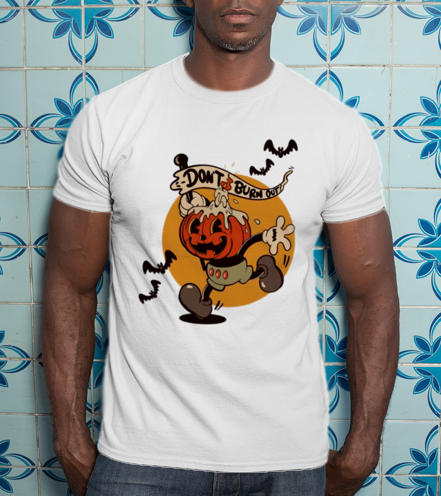 Don't Burn Out Pumpkin Candle Cartoon Halloween 2026 T-Shirt