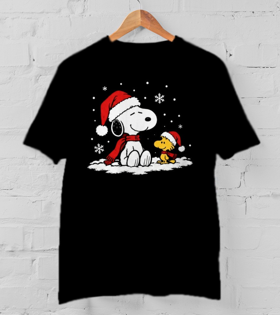 Peanuts Snoopy And Woodstock Christmas Tree Happiness All Over For Comic Fans T-Shirt