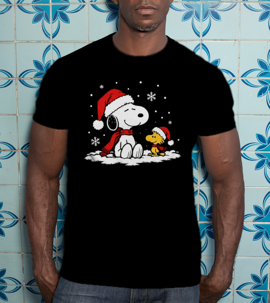 Peanuts Snoopy And Woodstock Christmas Tree Happiness All Over For Comic Fans T-Shirt