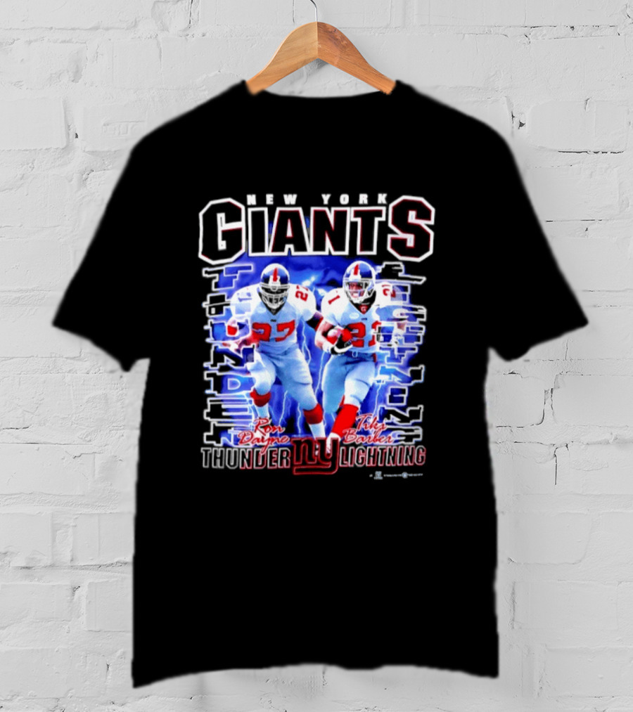New York Giants Ron Dayne Tiki Barber Thunder Lightning T-Shirt