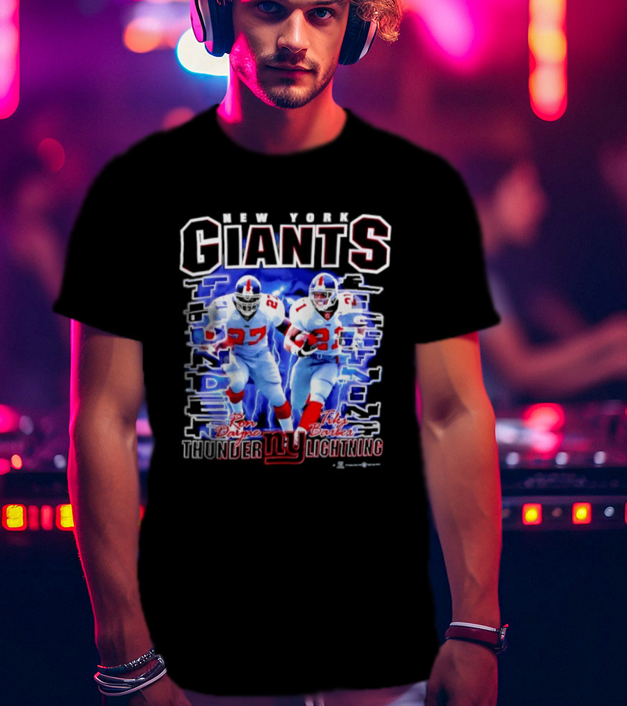New York Giants Ron Dayne Tiki Barber Thunder Lightning T-Shirt