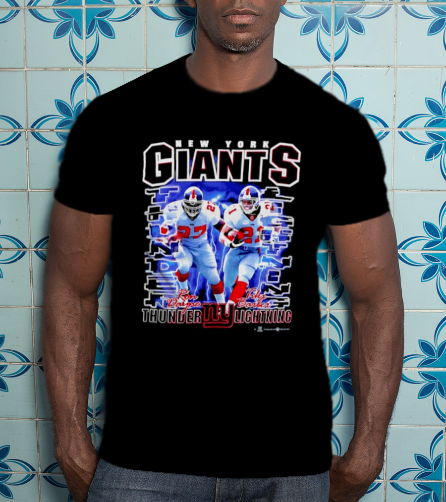 New York Giants Ron Dayne Tiki Barber Thunder Lightning T-Shirt