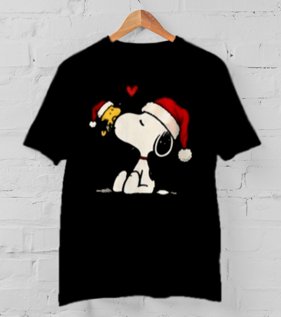 Snoopy Santa Hat Most Likely To Get Caught Kissing For Snoopy Lovers T-Shirt