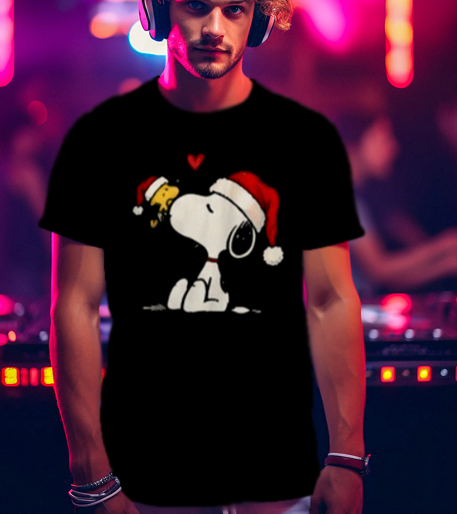 Snoopy Santa Hat Most Likely To Get Caught Kissing For Snoopy Lovers T-Shirt