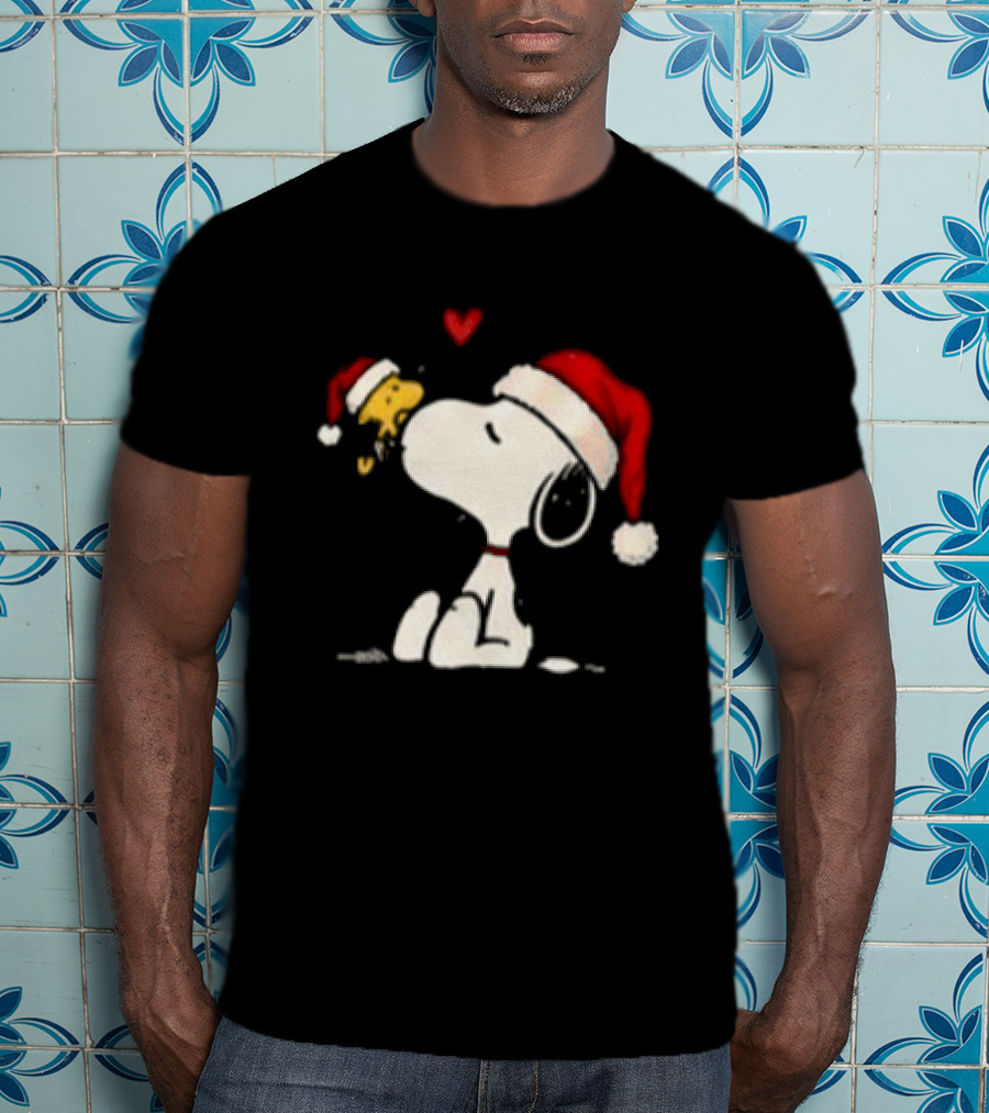 Snoopy Santa Hat Most Likely To Get Caught Kissing For Snoopy Lovers T-Shirt