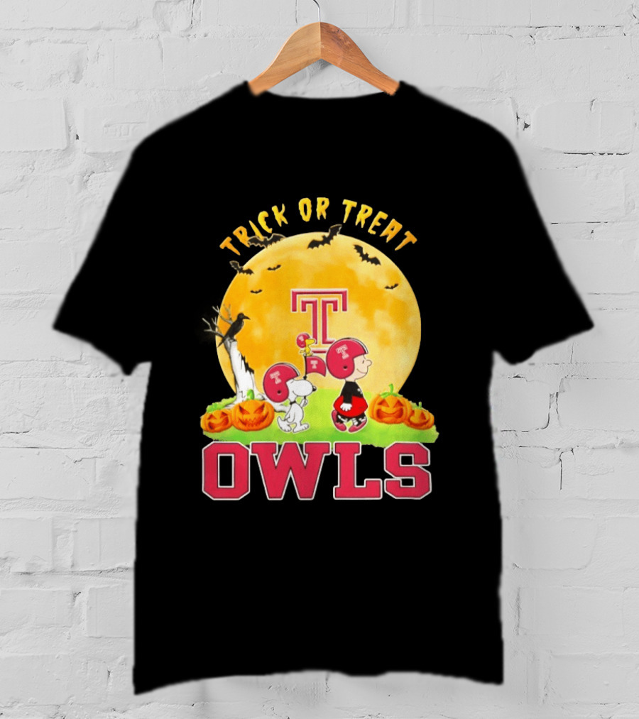 Temple Owls Peanuts Trick Or Treat Abbey Road Halloween T-Shirt