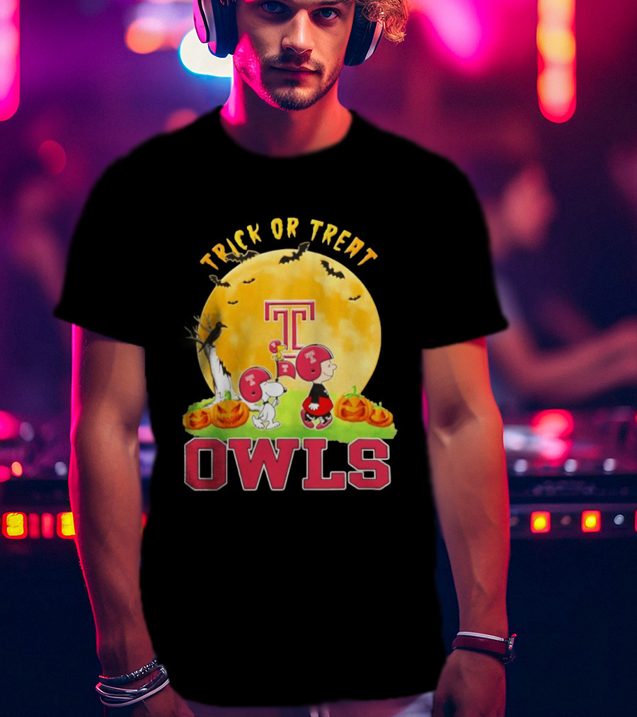 Temple Owls Peanuts Trick Or Treat Abbey Road Halloween T-Shirt