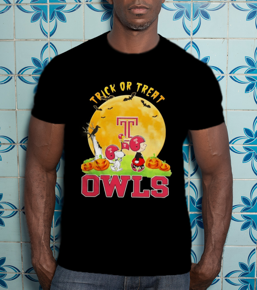 Temple Owls Peanuts Trick Or Treat Abbey Road Halloween T-Shirt