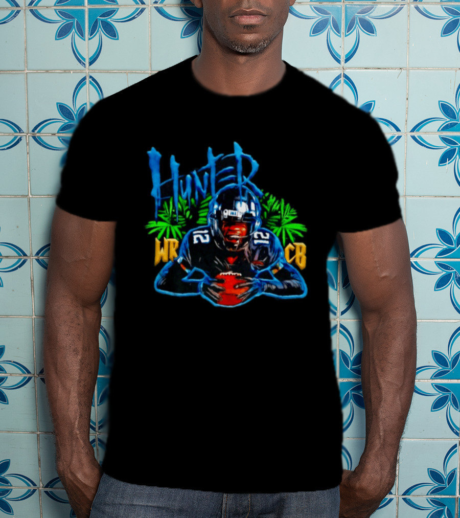 Travis Hunter Jacksonville Jaguars WR CB Football Player Holding Ball T-Shirt