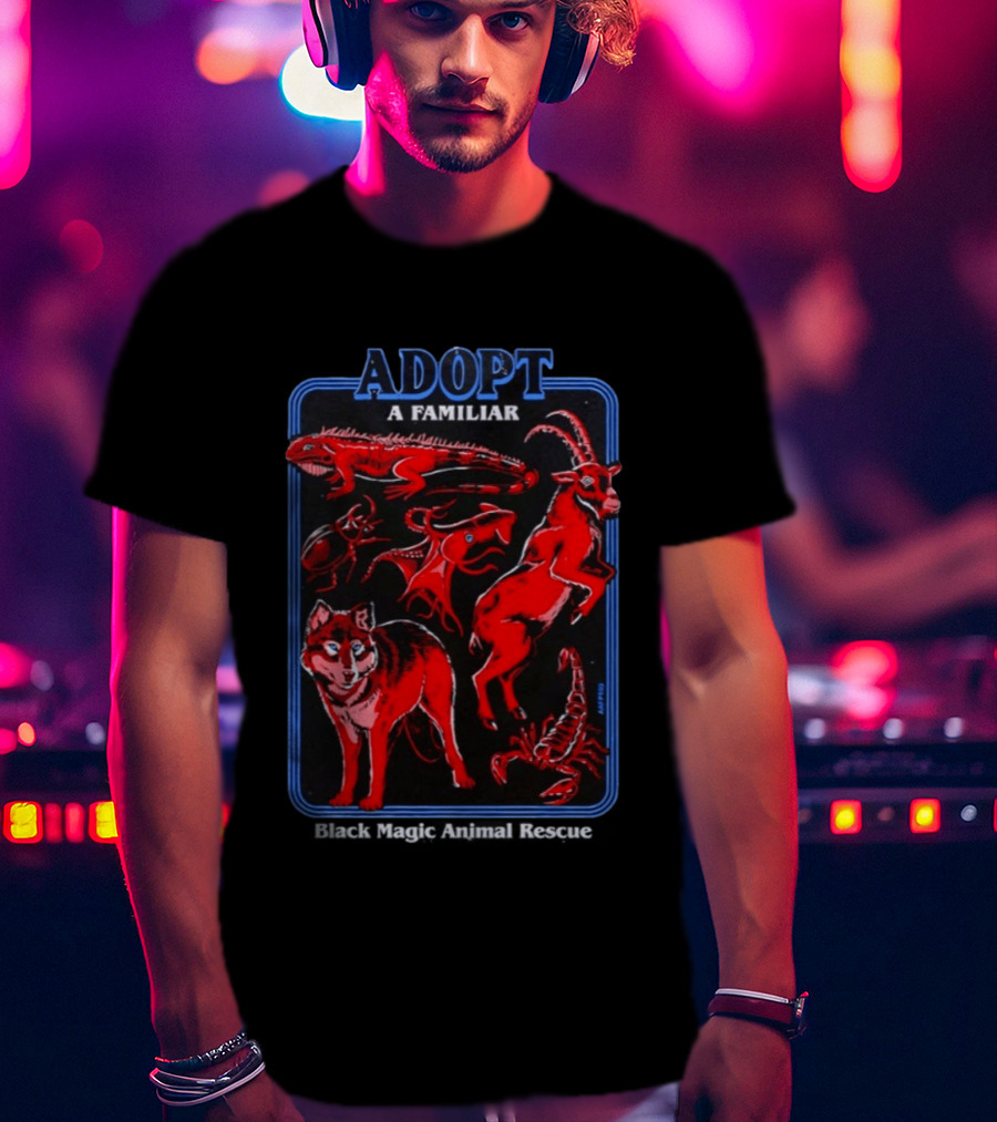 Adopt A Familiar Wolf Black Magic Animal Rescue T-Shirt