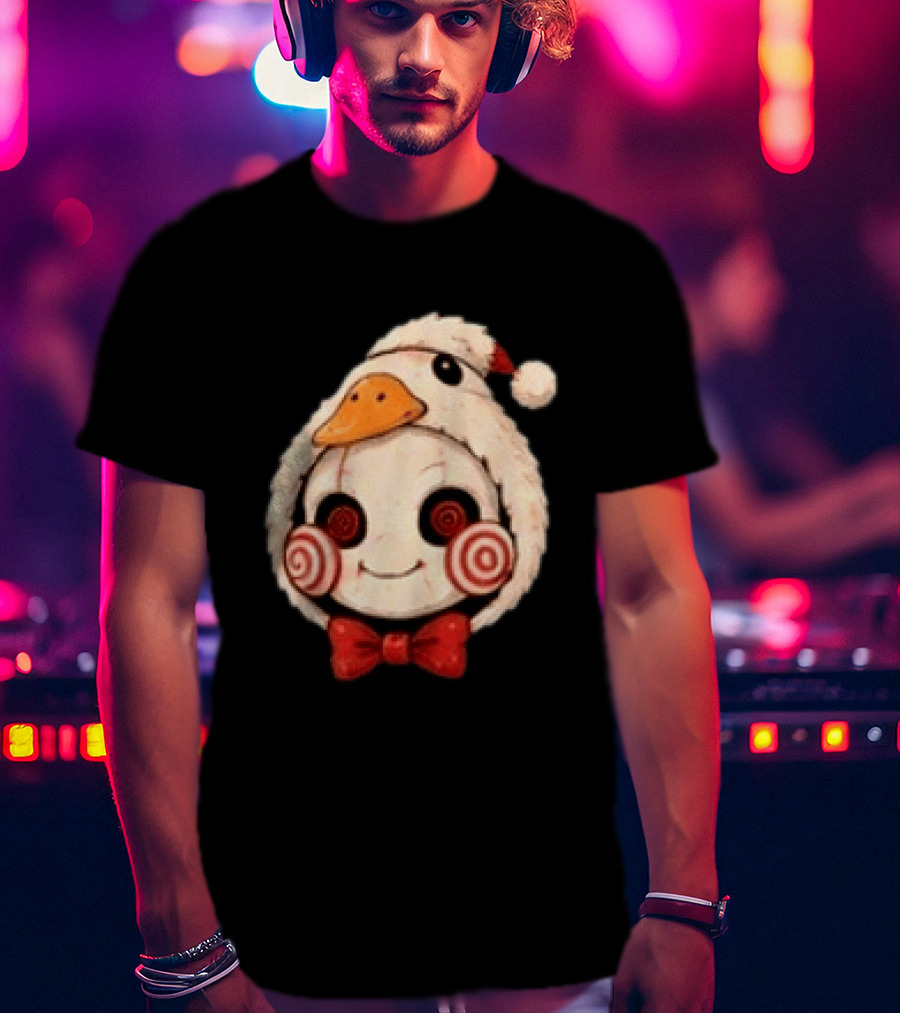 Jigsaw I Want To Play A Game With Cookies Christmas Santa Chicken Costume T-Shirt