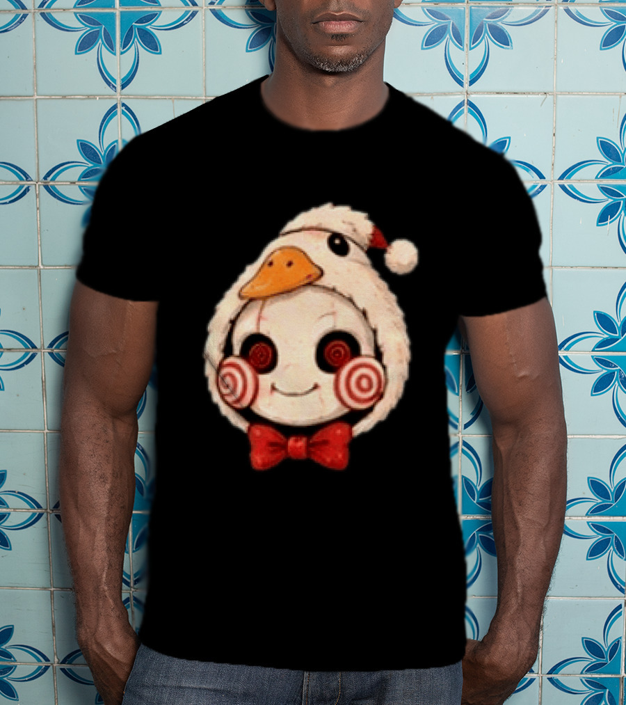 Jigsaw I Want To Play A Game With Cookies Christmas Santa Chicken Costume T-Shirt