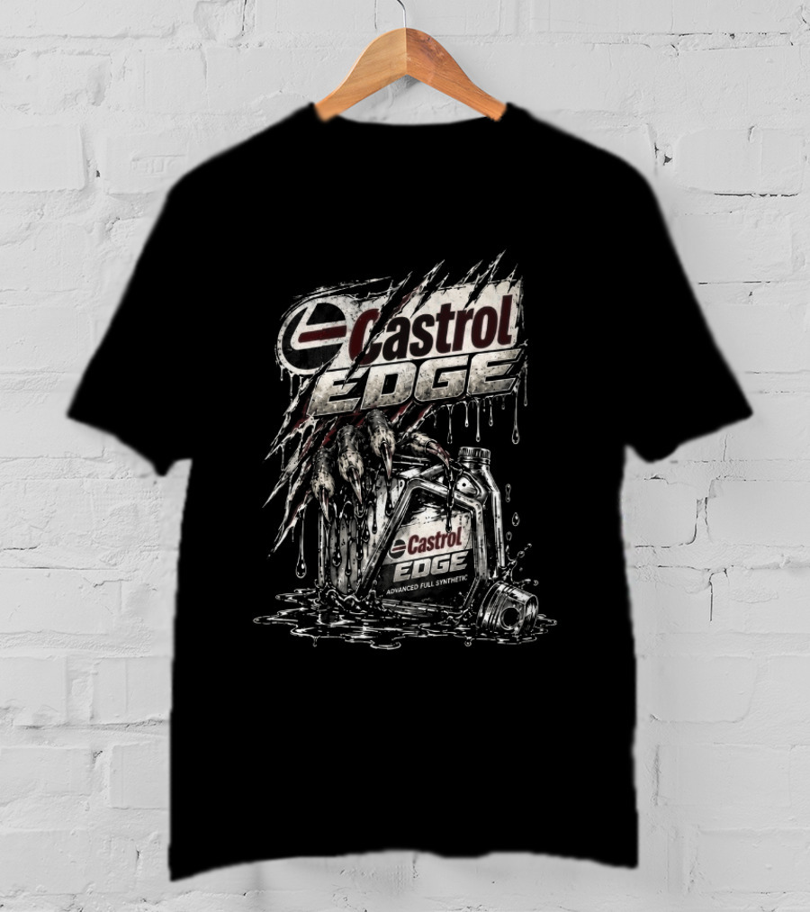 Castrol Edge Dripping Oil Can Halloween Theme With Rat Fink T-Shirt