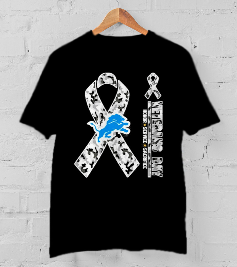 Detroit Lions Veterans Day Honor Service Sacrifice 2026 T-Shirt