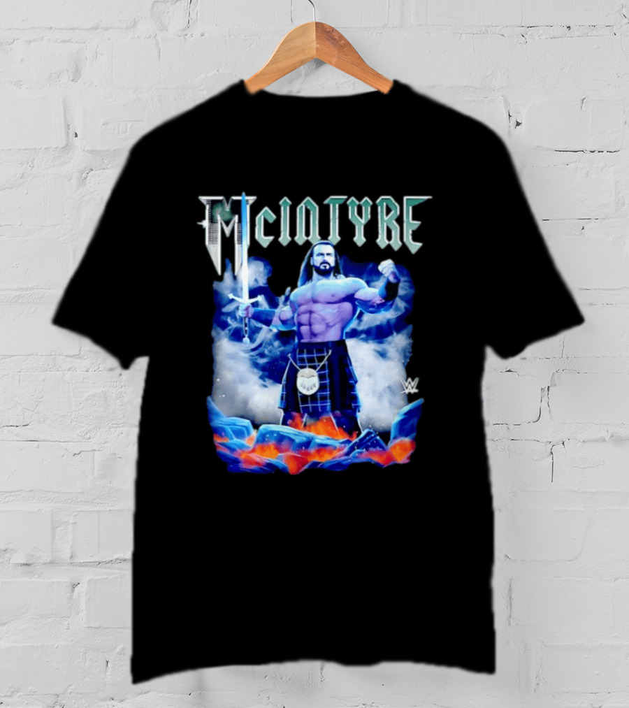 WWE Drew McIntyre The Scottish Warrior McIntyre Kilt Sword T-Shirt