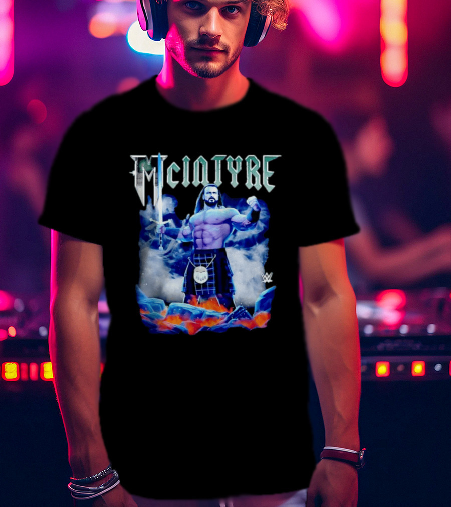 WWE Drew McIntyre The Scottish Warrior McIntyre Kilt Sword T-Shirt