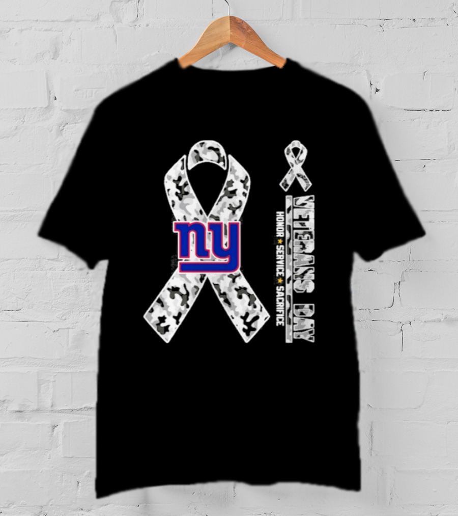 New York Giants Veterans Day 2026 Camo Ribbon Honor Service Sacrifice T-Shirt