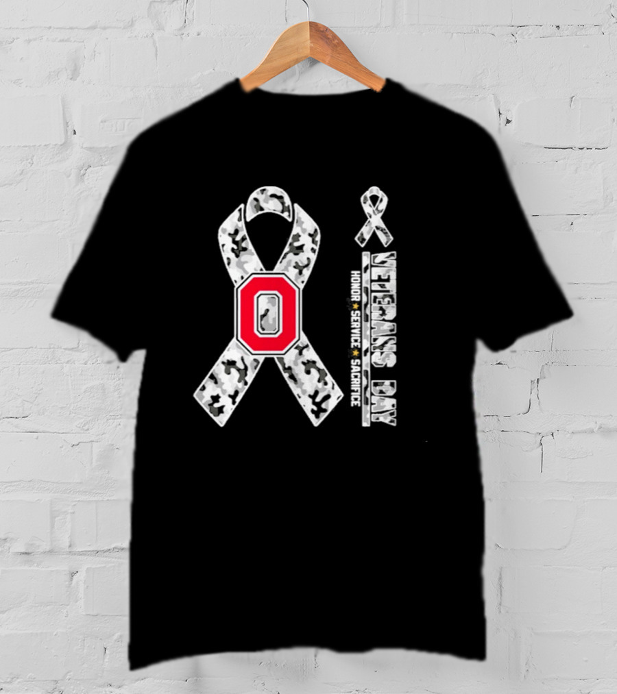 Ohio State Buckeyes Veterans Day 2026 Honor Service Sacrifice Camo Ribbon T-Shirt