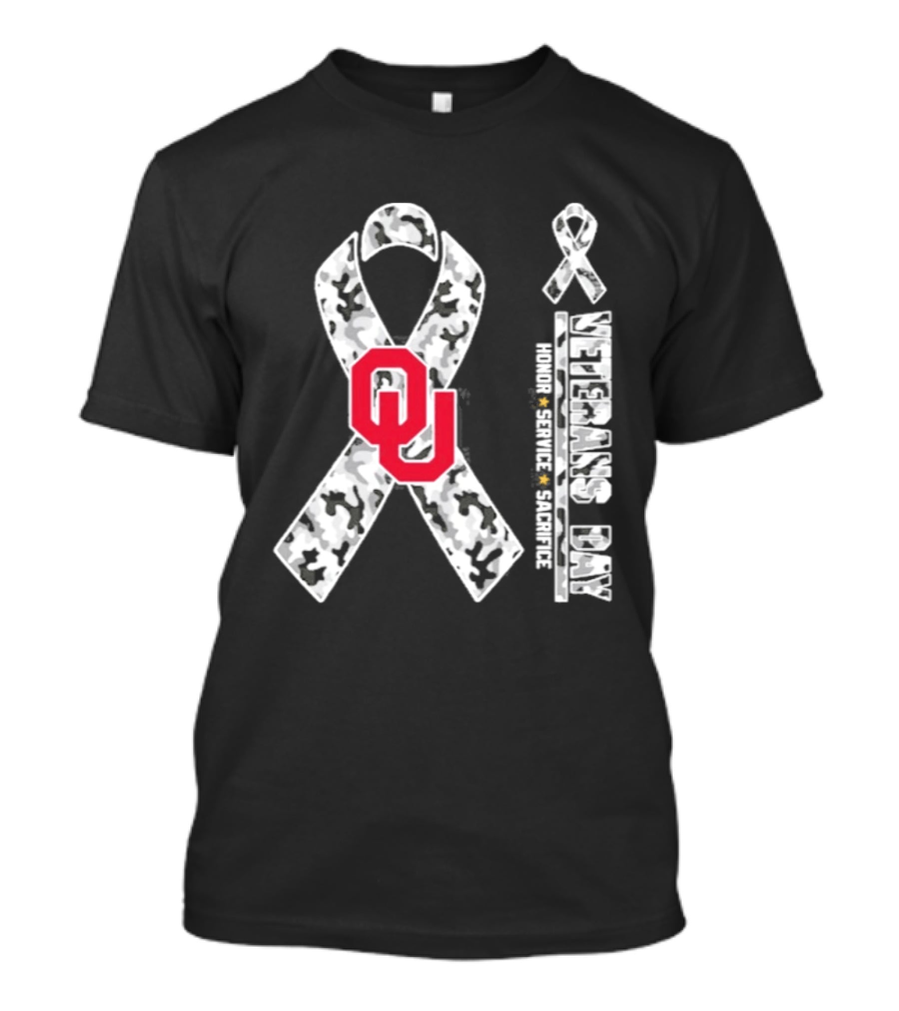 Oklahoma Sooners Veterans Day 2026 Honor Service Sacrifice Camouflage Ribbon T-Shirt