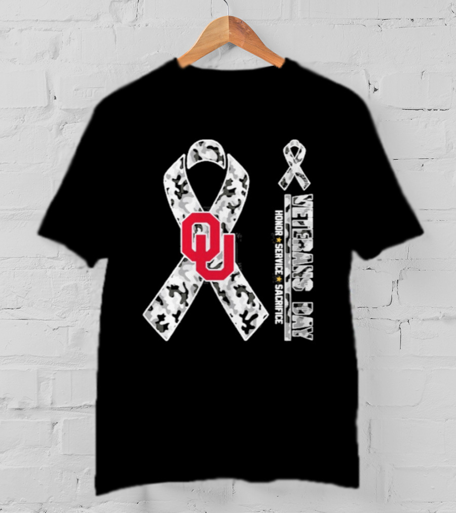 Oklahoma Sooners Veterans Day 2026 Honor Service Sacrifice Camouflage Ribbon T-Shirt