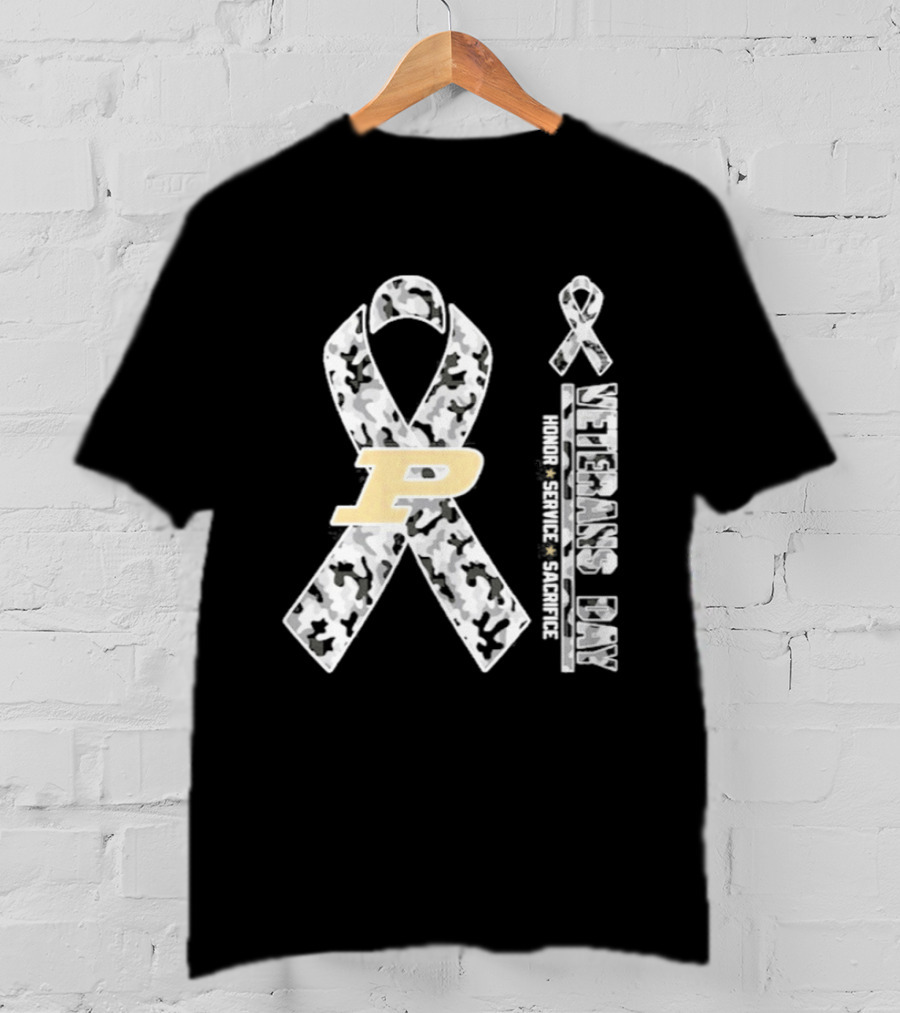 Purdue Boilermakers Veterans Day 2026 Camouflage Ribbon Honor Service Sacrifice T-Shirt