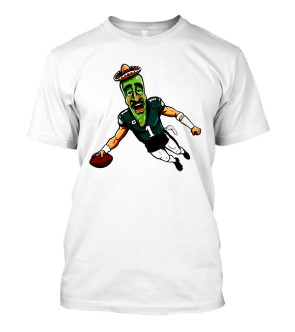 Jalen Hurts Jalapeno Philadelphia Eagles Cartoon Sombrero Football Player T-Shirt