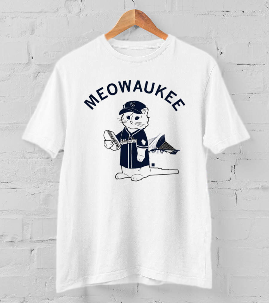 Meowaukee Brew Crew Baseball Cat Milwaukee Brewers Fan T-Shirt