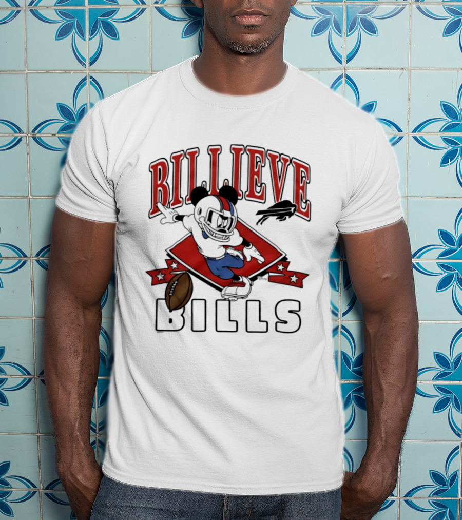 BILLIEVE Buffalo Bills Mickey Mouse Football T-Shirt
