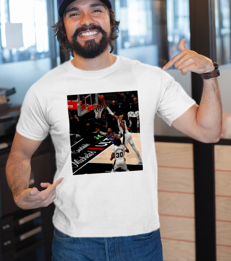 Victor Wembanyama San Antonio Spurs Block Shot Action Thunder Game T-Shirt
