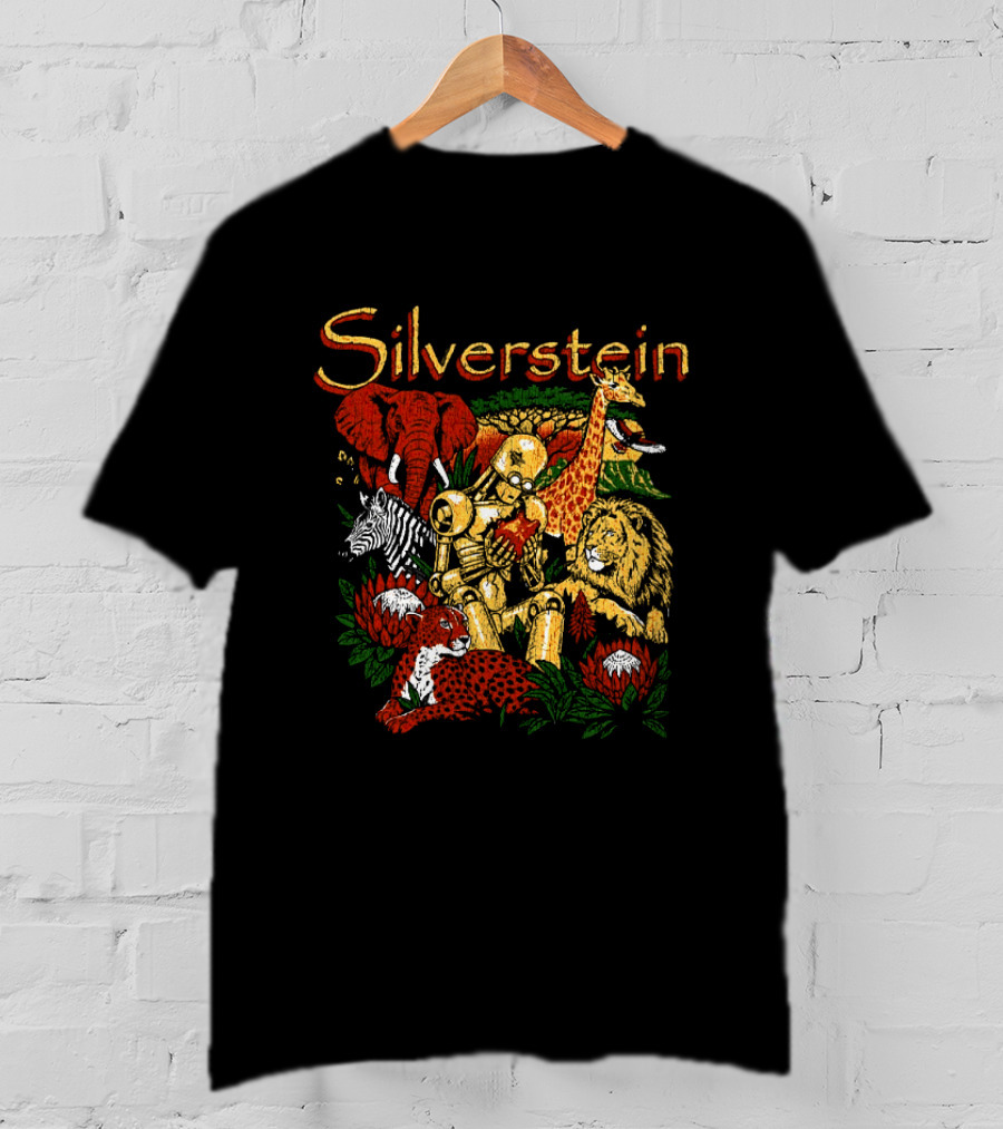 Silverstein South African 2026 Tour Wildlife Artistry With Golden Robots And Iconic Animals T-Shirt