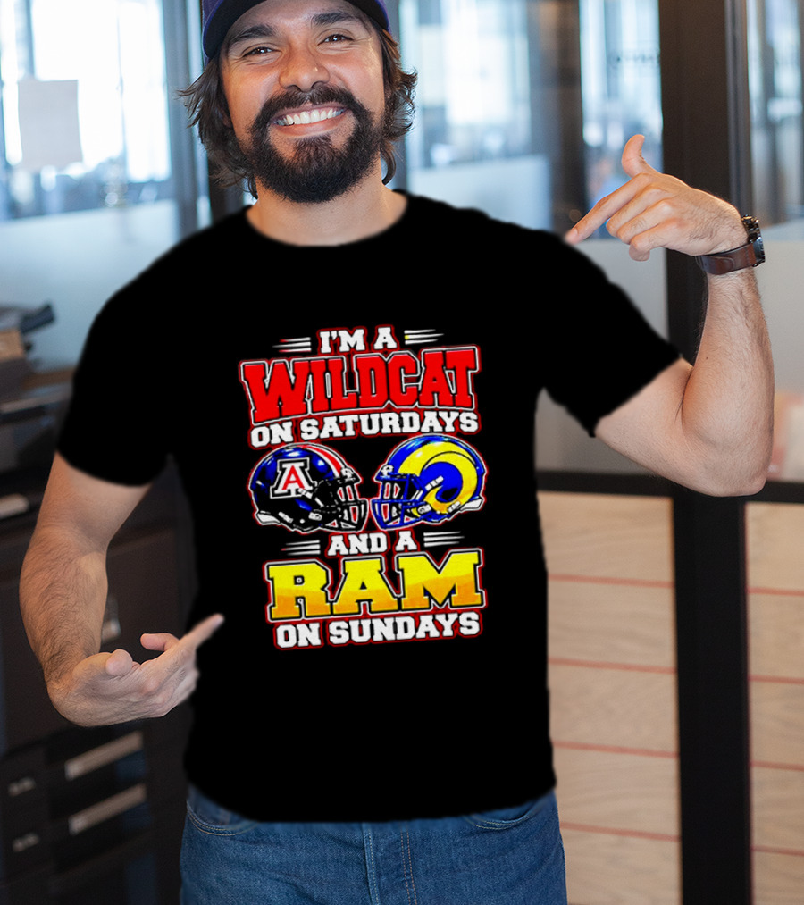 I'm A Wildcat On Saturdays And A Ram On Sundays Arizona Los Angeles Football Fans T-Shirt