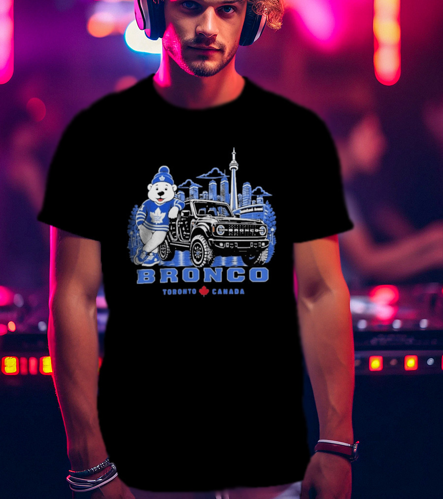 Bronco Toronto Canada Maple Leafs Bear Skyline Winter T-Shirt
