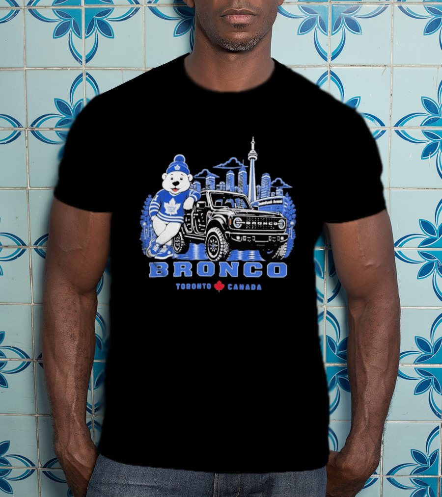 Bronco Toronto Canada Maple Leafs Bear Skyline Winter T-Shirt