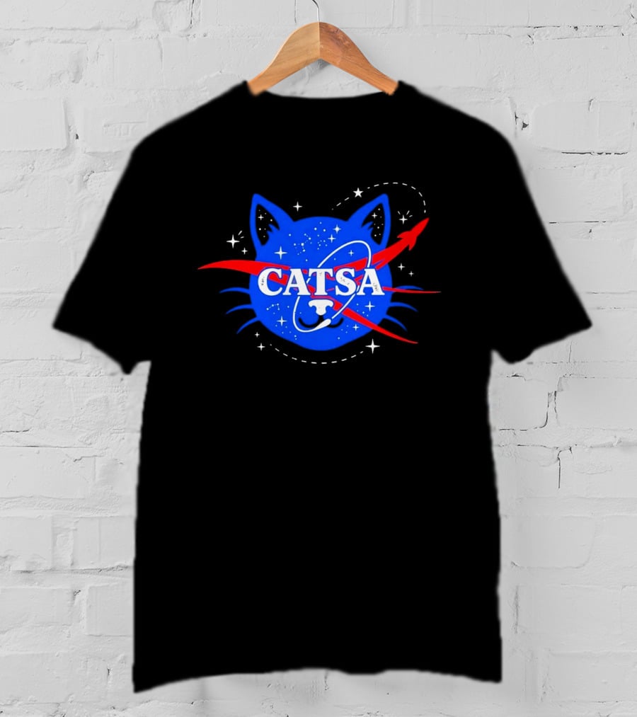 CATSA Space Cat NASA Science Logo Rocket Astronaut T-Shirt