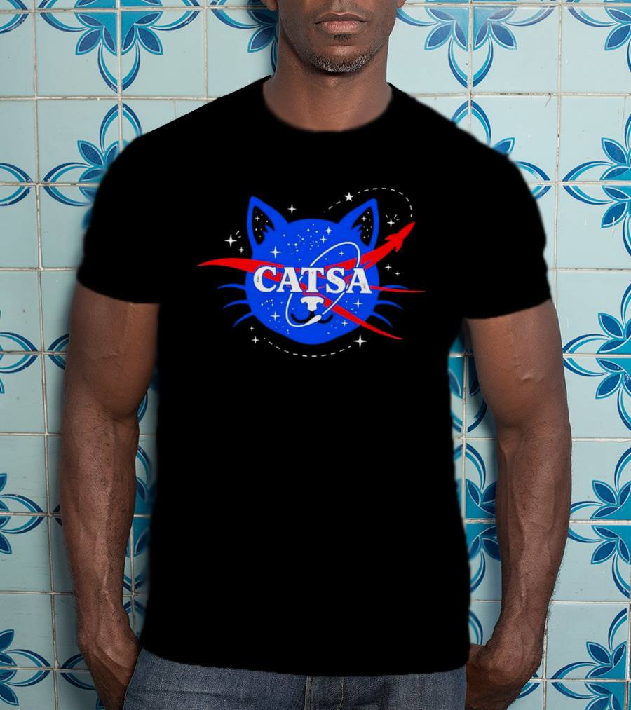 CATSA Space Cat NASA Science Logo Rocket Astronaut T-Shirt