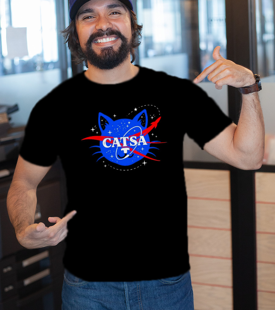CATSA Space Cat NASA Science Logo Rocket Astronaut T-Shirt