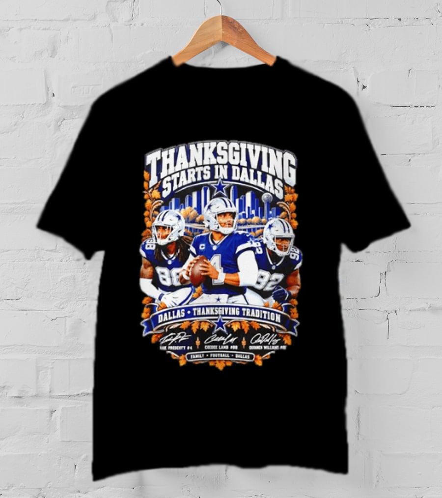 Thanksgiving Tradition Dallas Cowboys Dak Prescott CeeDee Lamb Osa Odighizuwa Family Football T-Shirt