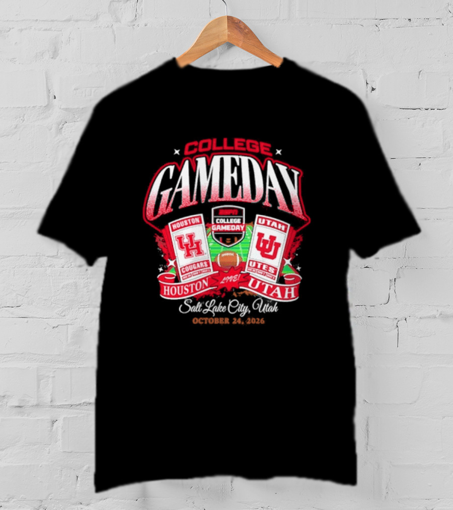 ESPN College Gameday Houston Cougars Vs Utah Utes Salt Lake City October 24 2026 T-Shirt