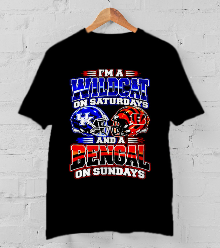 Wildcat On Saturdays Bengal On Sundays Football Fans T-Shirt