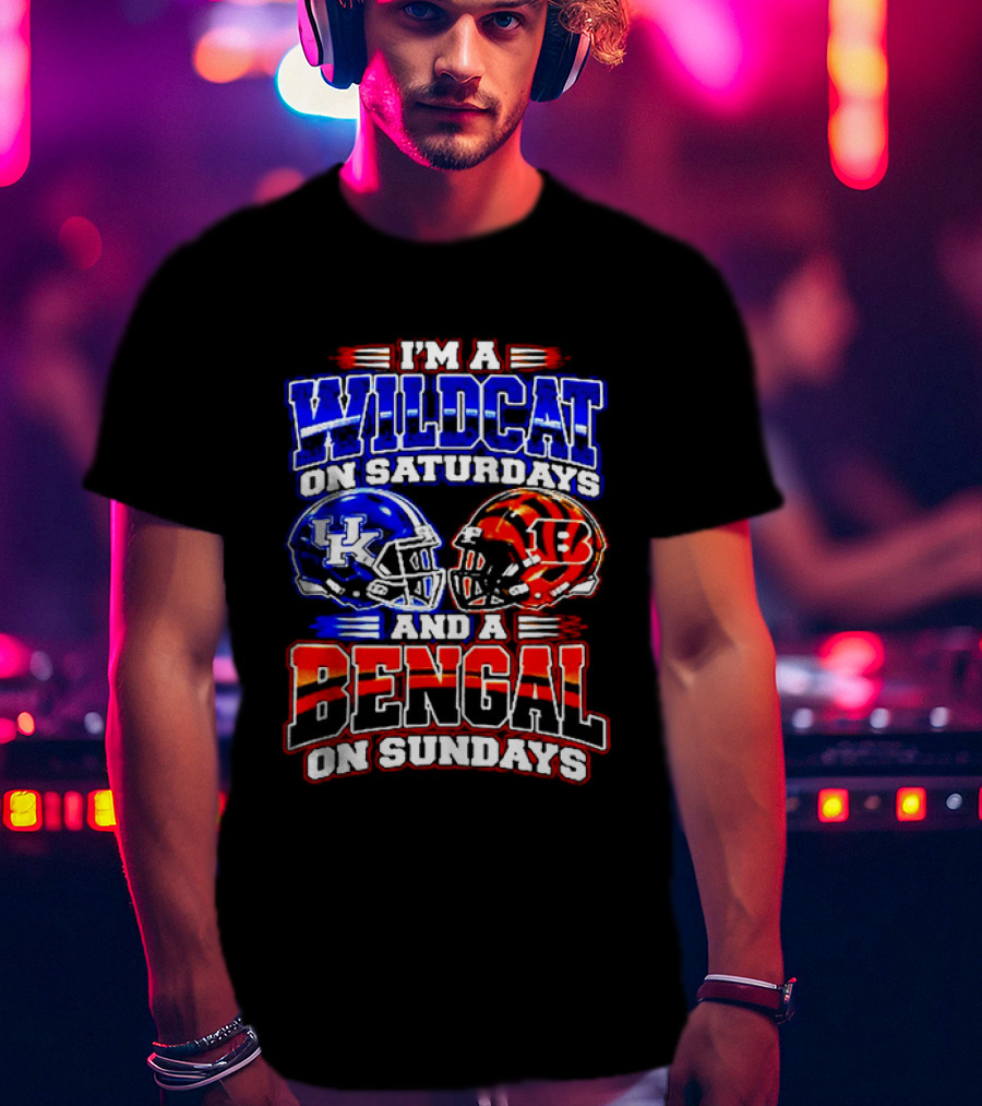 Wildcat On Saturdays Bengal On Sundays Football Fans T-Shirt