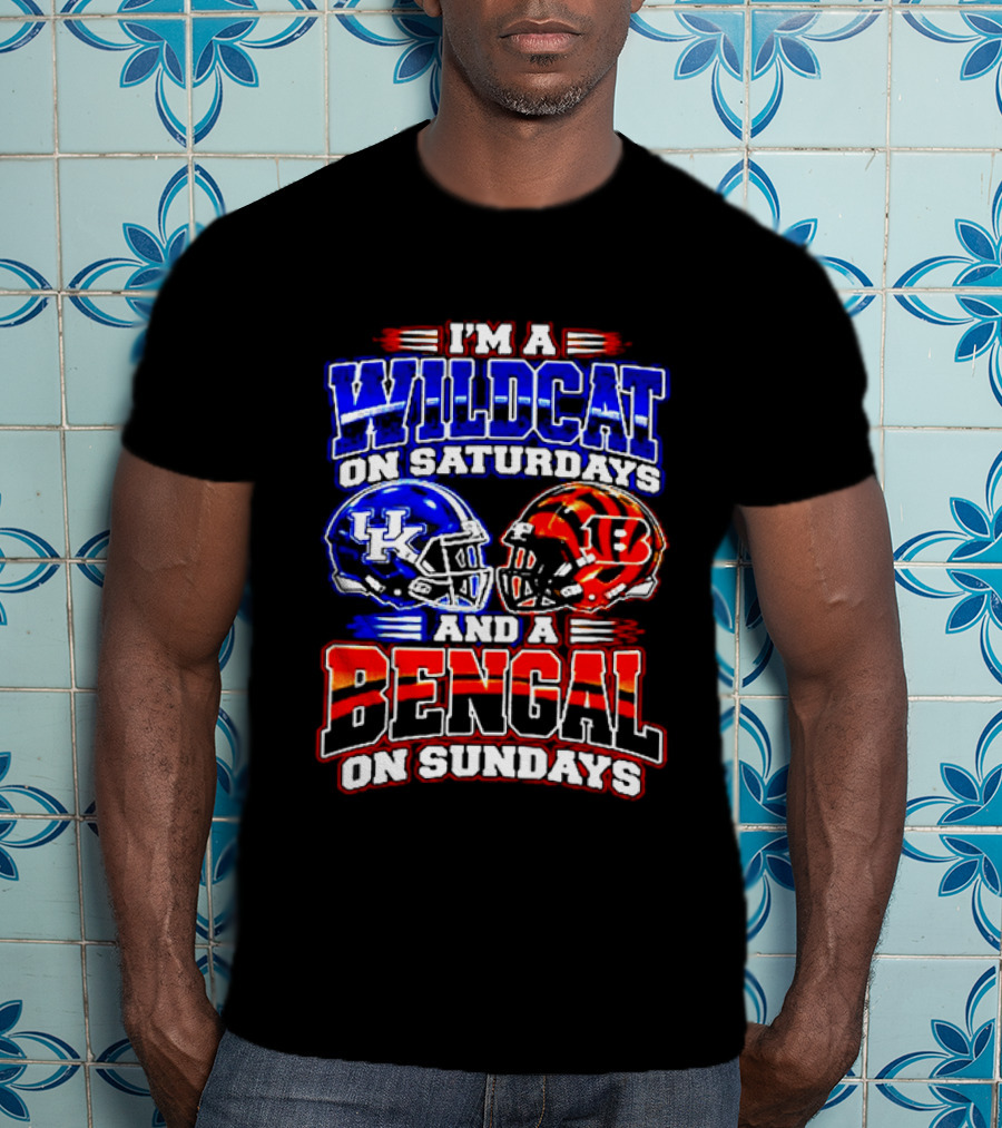 Wildcat On Saturdays Bengal On Sundays Football Fans T-Shirt