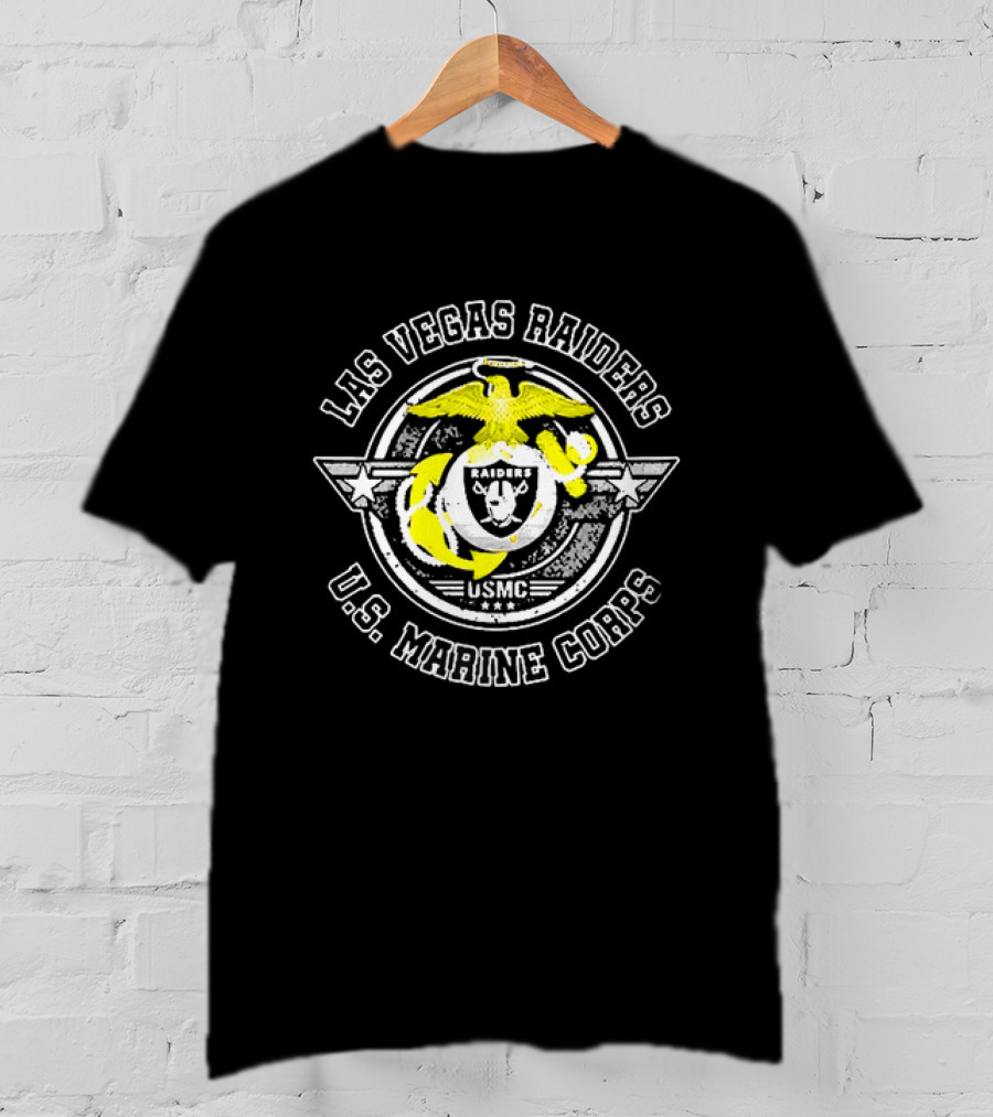 Las Vegas Raiders US Marine Corps USMC Winged Emblem Military Pride T-Shirt
